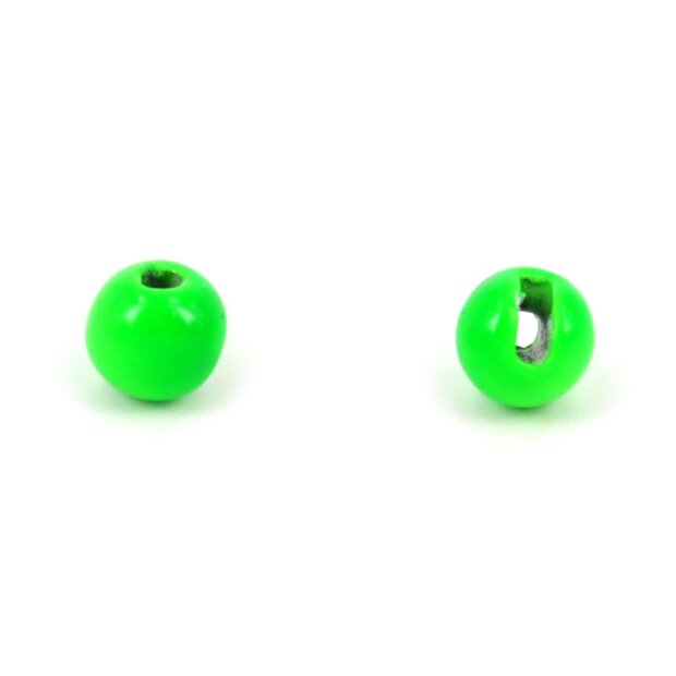 Tungsten beads slotted - FLUO GREEN - 10 pc.