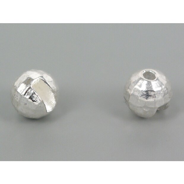Tungsten beads faced - SILVER - 10 pc.