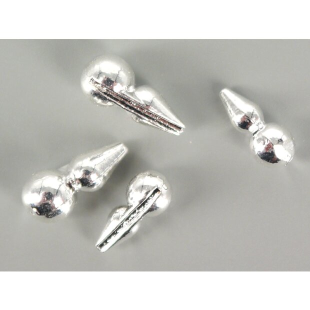 Tungsten bodies plus bead - SILVER - 10 pc. - L (# 10 - 12)