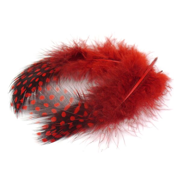 GUINEA FOWL PLUMAGE HACKLES hotfly - 10 pc. - 6/10 cm - red