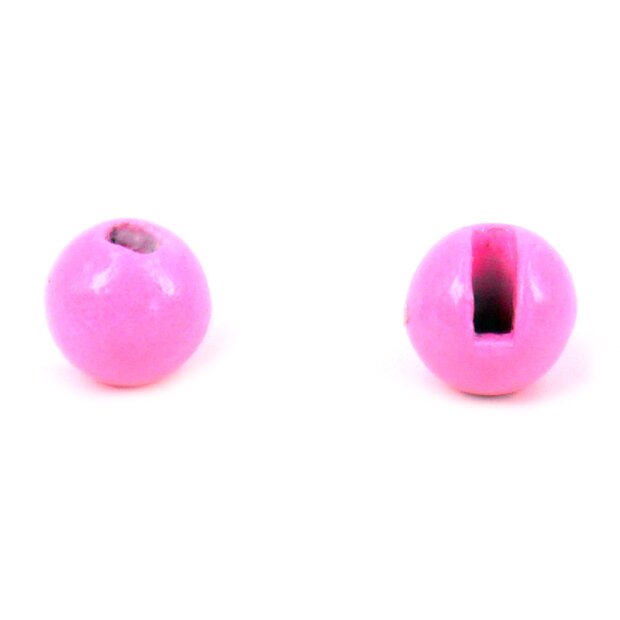 Tungsten beads slotted - FLUO PINK - 100 pc.