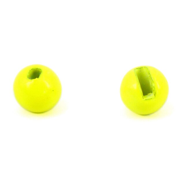 Tungsten beads slotted - FLUO YELLOW - 10 pc.