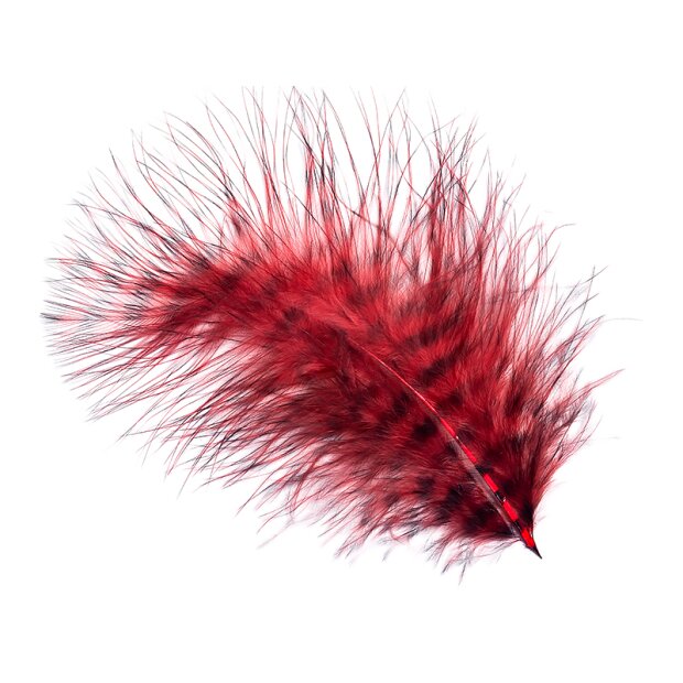 GRIZZLY MARABOU hotfly - 5 pcas. - ca. 13 cm - red black grizzly