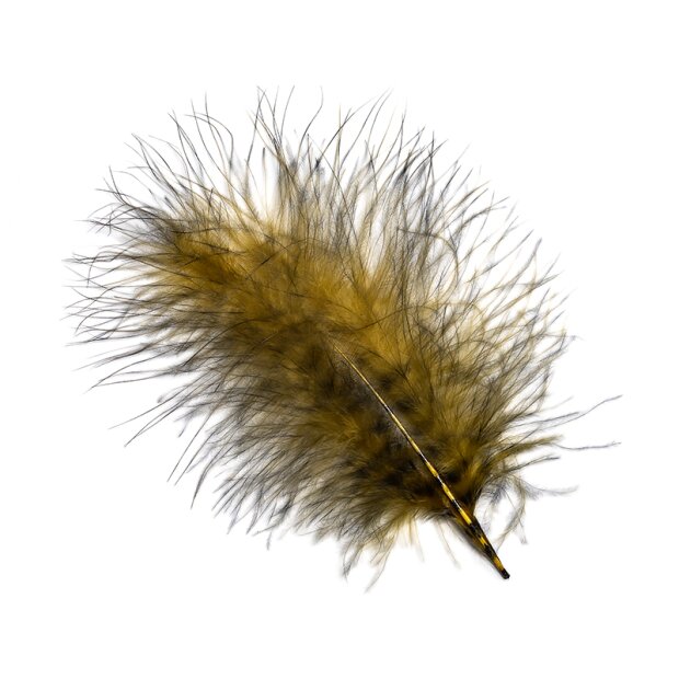 GRIZZLY MARABOU hotfly - 5 pc. - ca. 13 cm - golden olive black grizzly